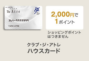 クラブ・ジ・アトレ ハウスカード 2,000円で1ポイント ショッピングポイントはつきません