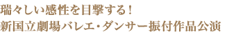 瑞々しい感性を目撃する！新国立劇場バレエ・ダンサー振付作品公演