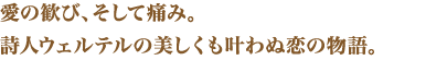 愛の歓び、そして痛み。詩人ウェルテルの美しくも叶わぬ恋の物語。