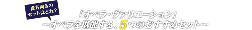 貴方向きのセットはどれ？「オペラ・ヴァリエーション」～オペラを堪能する、５つのおすすめセット～