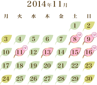 2014年11月カレンダー