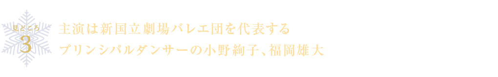 見どころ3 主演は新国立劇場バレエ団を代表するプリンシパルダンサーの小野絢子、福岡雄大